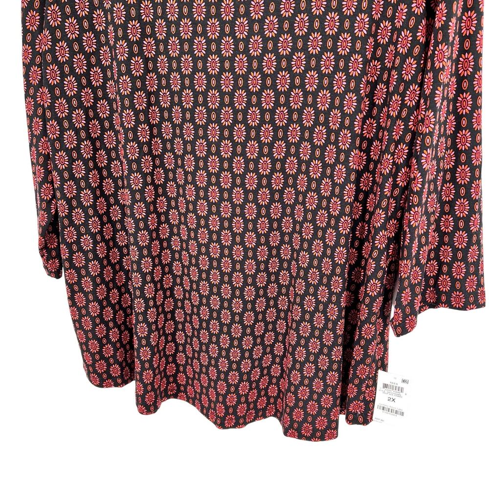 NEW NWT JM Collection Plus Size 2X Black Pink Stretchy Soft Blouse Shirt Top - Picture 5 of 7